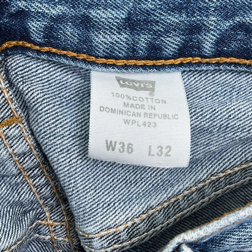 Levis 501 Jeans Men W36 L32 M Blue Button Fly 423 Straight Denim Red Bat‎ Wing
